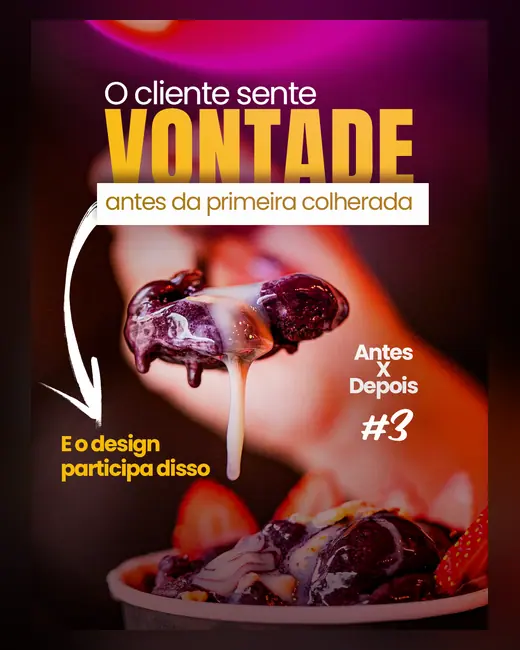 Capa de carrossel para Instagram: Antes x depois: o cliente sente vontade antes da primeira colherada — design de Alan Rocha (ALANDSG)