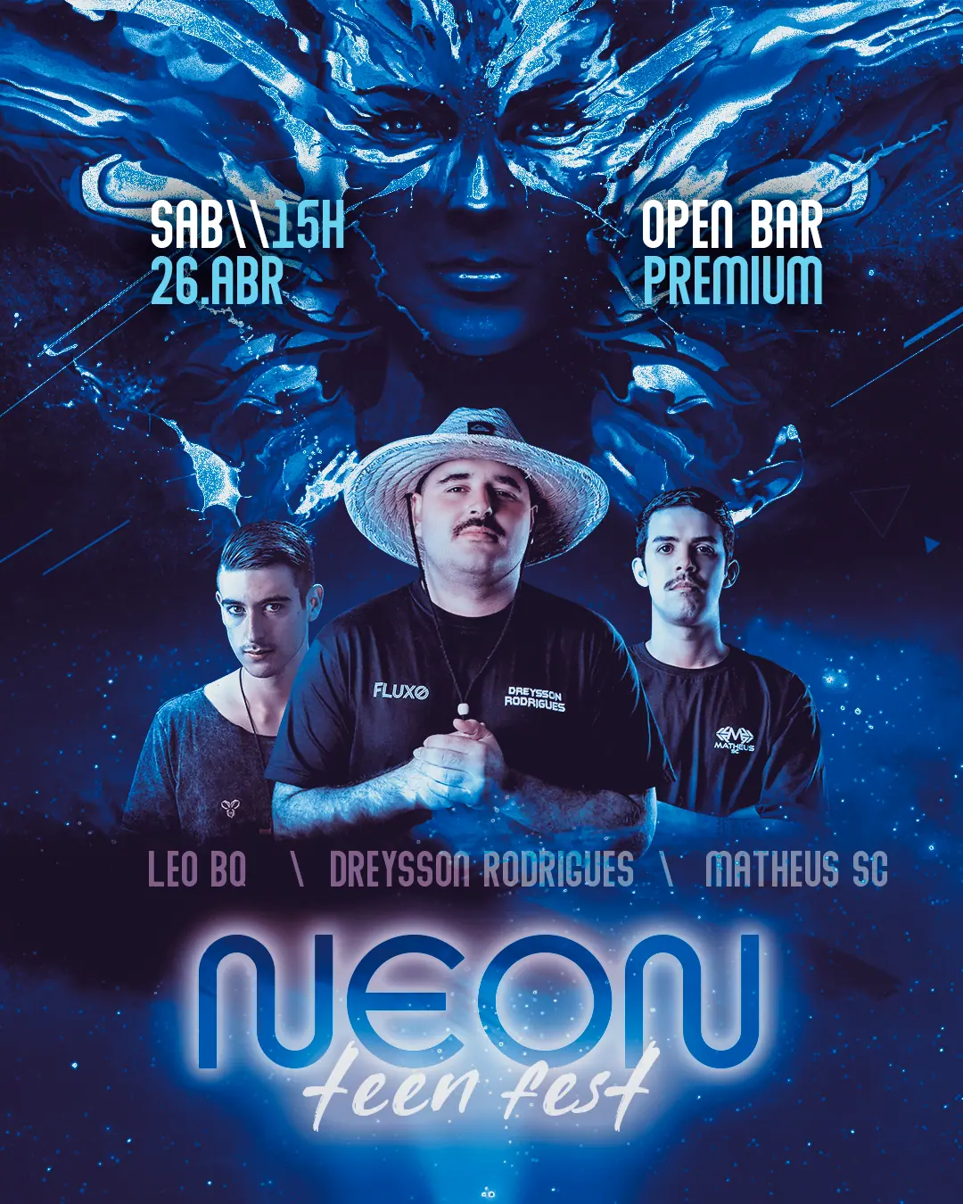 Flyer do Neon Teen Fest criado por Alan Rocha