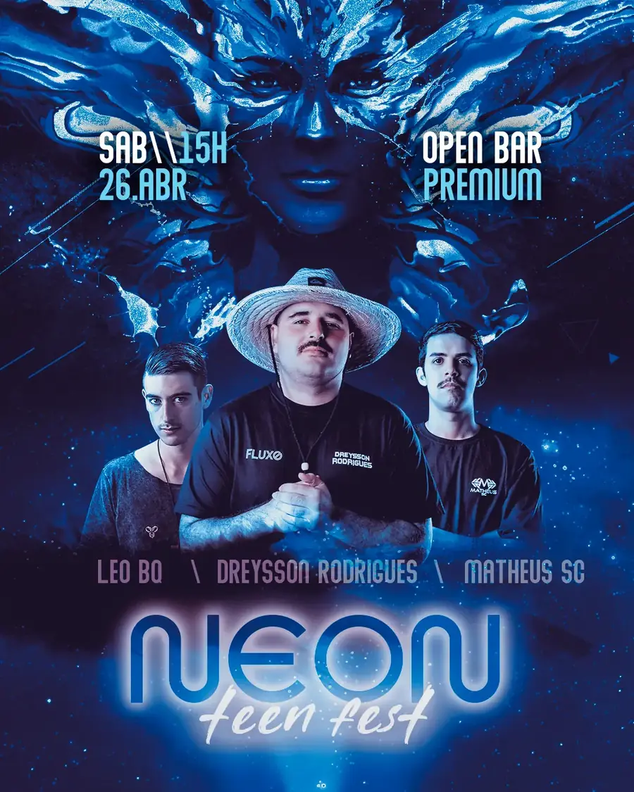 Flyer do Neon Teen Fest criado por Alan Rocha