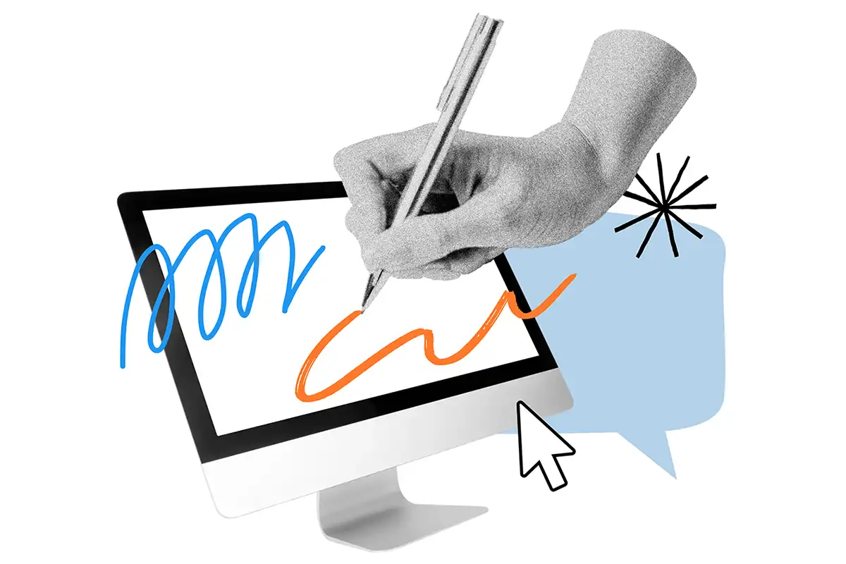 Design gráfico profissional com tablet mostrando criação de identidade visual para marketing digital