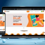 Catálogo digital de produtos de limpeza industriais e automotivos aberto em um notebook e em um smartphone.